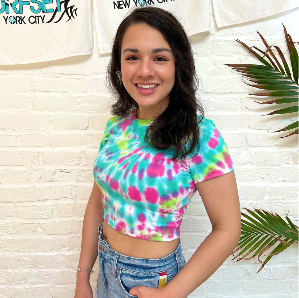 Women's Short Sleeve Tie Dye Crop Top - Customizable: You Pick